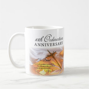 Personalize, 10th Ordination Anniversary, Cross Coffee Mug