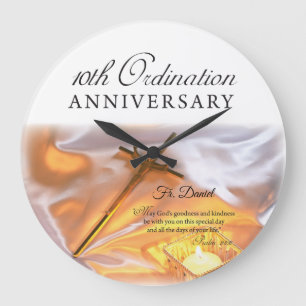 Personalize, 10th Ordination Anniversary, Cross Large Clock