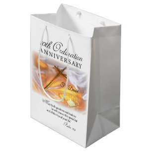 Personalize, 10th Ordination Anniversary, Cross Medium Gift Bag