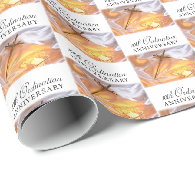 Personalize, 10th Ordination Anniversary, Cross Wrapping Paper (Roll Corner)