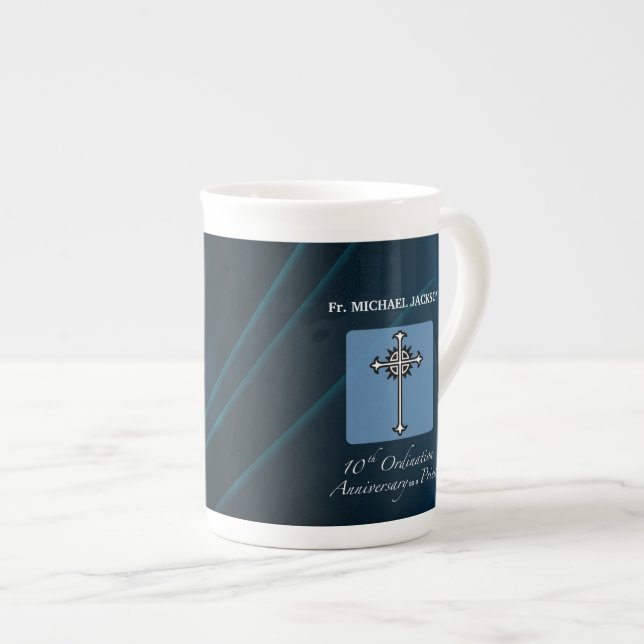 Personalize, 10th Ordination Anniversary of Priest Bone China Mug (Front Right)
