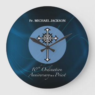 Personalize, 10th Ordination Anniversary of Priest Large Clock