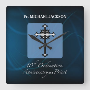 Personalize, 10th Ordination Anniversary of Priest Square Wall Clock