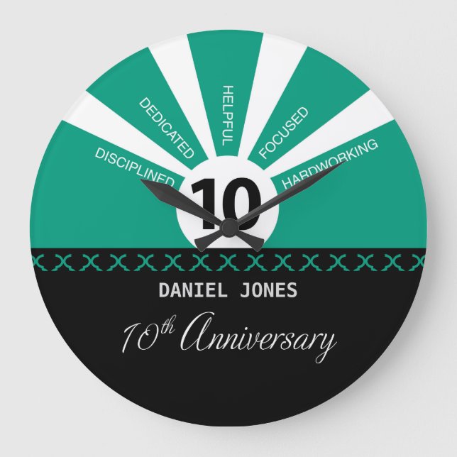 Personalize, 10th Year Employee Anniversary Large Clock (Front)