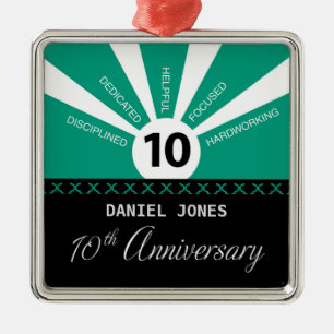 Personalize, 10th Year Employee Anniversary Metal Ornament
