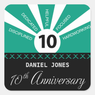 Personalize, 10th Year Employee Anniversary Square Sticker