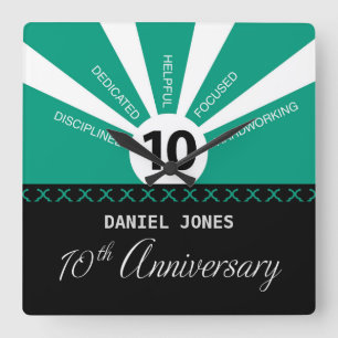 Personalize, 10th Year Employee Anniversary Square Wall Clock