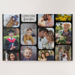 Personalize 11 Photos Modern Chic Love You Grandpa Jigsaw Puzzle