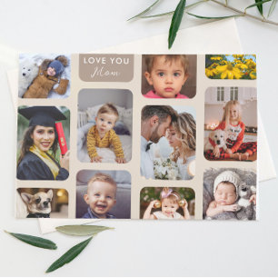    Personalize 11 Photos Taupe Modern Love You Mom Postcard