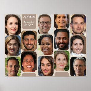 Personalize 14 Photos Classy Taupe Modern Our Team Poster