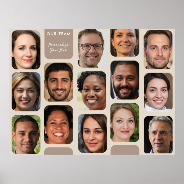 Personalize 14 Photos Classy Taupe Modern Our Team Poster (Front)