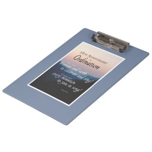 Personalize 15th Anniversary Ordination Congrats Clipboard