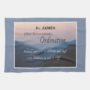 Personalize 15th Anniversary Ordination Congrats Kitchen Towel