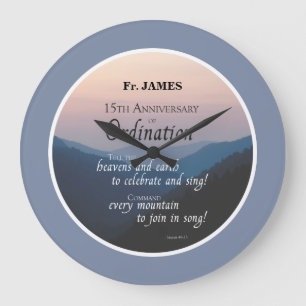 Personalize 15th Anniversary Ordination Congrats Large Clock
