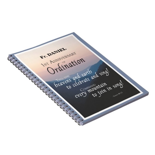 Personalize 1st Anniversary of Ordination Congrats Notebook (Right Side)