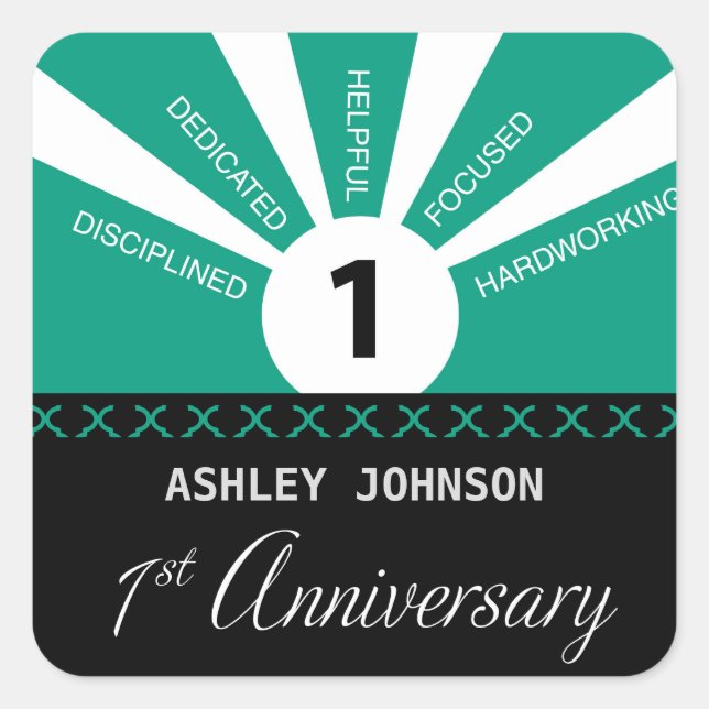 Personalize, 1st Year Employee Anniversary Square Sticker (Front)