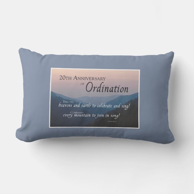Personalize 20th Anniversary Ordination Congrats Lumbar Pillow (Front)
