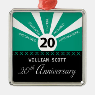 Personalize, 20th Yr Business Employee Anniversary Metal Ornament