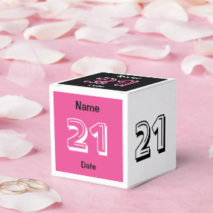Personalize 21st Birthday Pink Black Favour Box