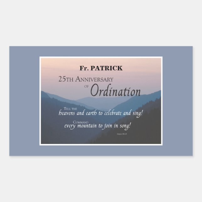 Personalize 25th Anniversary Ordination Congrats Sticker (Front)