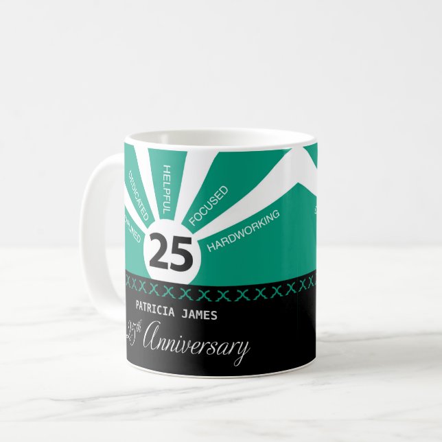 Personalize, 25th Year Employee Anniversary Coffee Mug (Front Left)