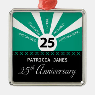 Personalize, 25th Year Employee Anniversary Metal Ornament