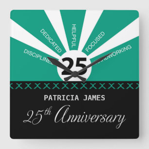 Personalize, 25th Year Employee Anniversary Square Wall Clock