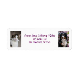 Personalize 2 Photos Cat Dog Modern Return Address