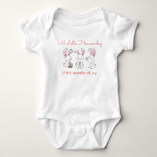 Personalize 3 Bunnies with eggs Baby Bodysuit