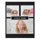 Personalize 3 Photo Black White Collage