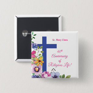 Personalize, 40th Anniversary Nun Religious Life 2 Inch Square Button