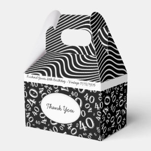 Personalize:  40th Birthday Black and White Theme Favor Box
