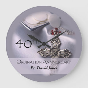 Personalize, 40th Ordination Anniversary Congrats Large Clock