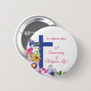Personalize, 45th Anniversary Nun Religious Life 2 Inch Round Button