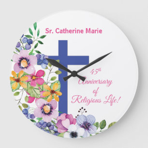 Personalize, 45th Anniversary Nun Religious Life Large Clock