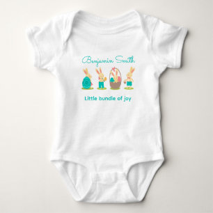 Personalize 4 Bunnies with eggs Baby Bodysuit
