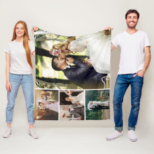 Personalize 4 Custom Photo Collage Fleece Blanket