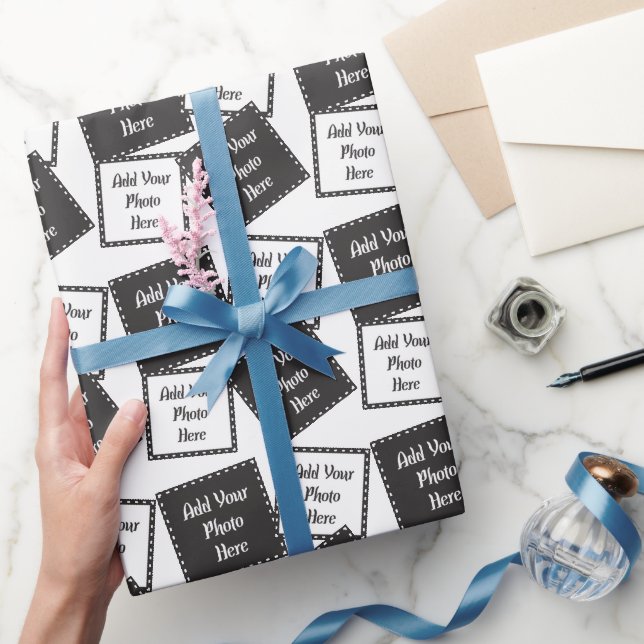 Personalize 4 Photos Templates Wrapping Paper (Gifting)
