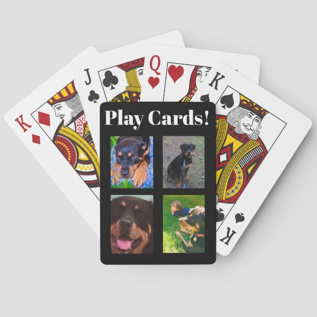 Personalize 4-Photos & Text Lucky Dog Poker Cards (Back)