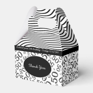Personalize:  50th Birthday Black and White Theme Favor Box