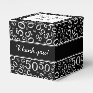 Personalize: 50th Birthday Party Black/White Favor Box