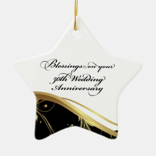 Personalize, 50th Wedding Anniversary Religious Ceramic Ornament