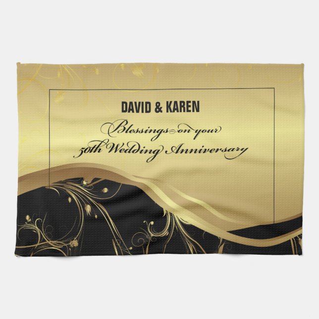 Personalize, 50th Wedding Anniversary Religious Kitchen Towel (Horizontal)