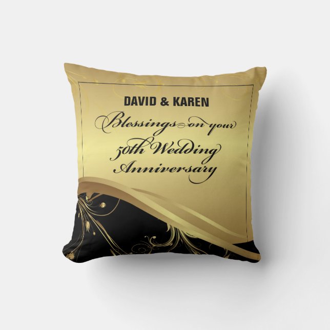 Personalize, 50th Wedding Anniversary Religious Throw Pillow (Front)