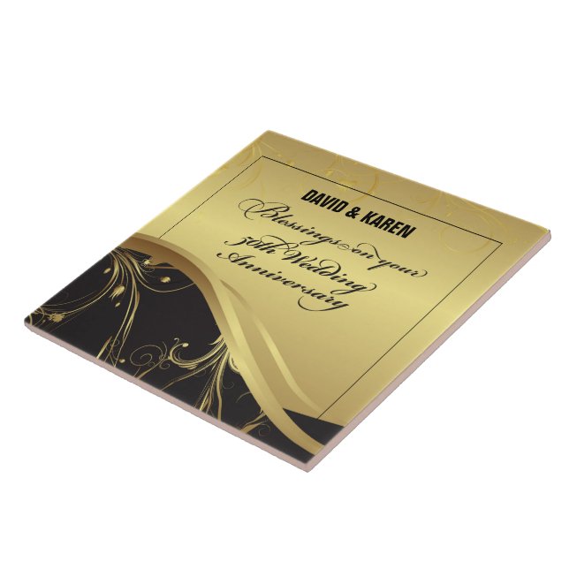 Personalize, 50th Wedding Anniversary Religious Tile (Side)