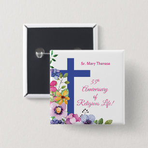 Personalize, 55th Anniversary Nun Religious Life 2 Inch Square Button