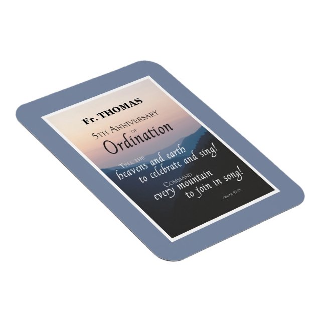 Personalize 5th Anniversary of Ordination Congrats Magnet (Right Side)