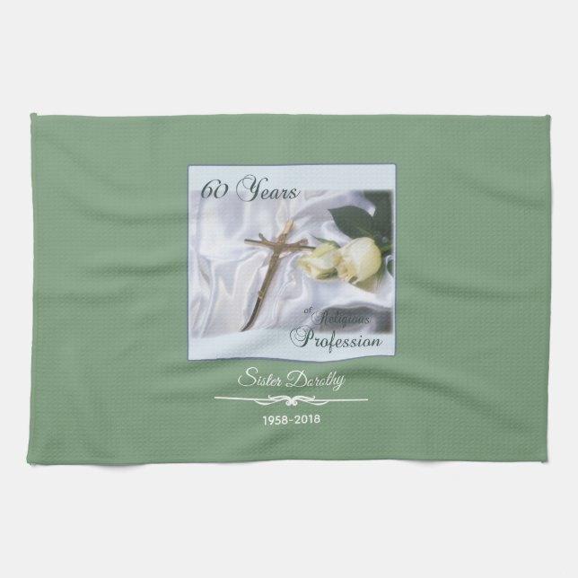 Personalize, 60 Years of Religious Profession Kitchen Towel (Horizontal)