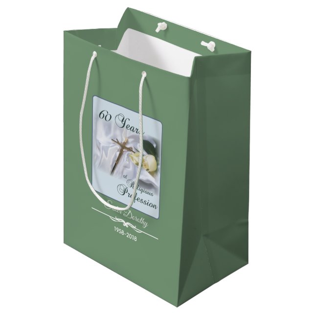 Personalize, 60 Years of Religious Profession Medium Gift Bag (Front Angled)