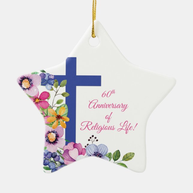 Personalize, 60th Anniversary Nun Religious Life Ceramic Ornament (Front)